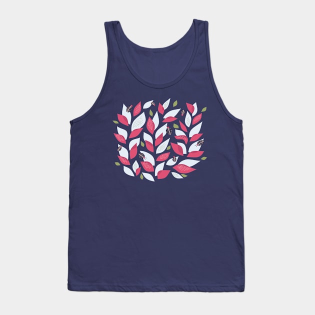 Pretty Plant With White Pink Leaves And Ladybugs Tank Top by Boriana Giormova